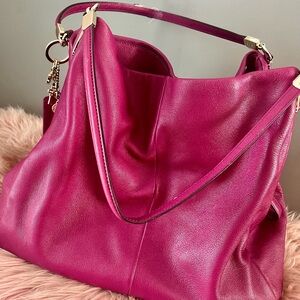 Leather Magenta Coach Bag